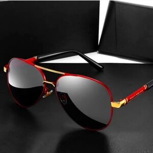 Metal Frame Aviator Sunglasses For Women,Men Color Block Minimalist Pola…